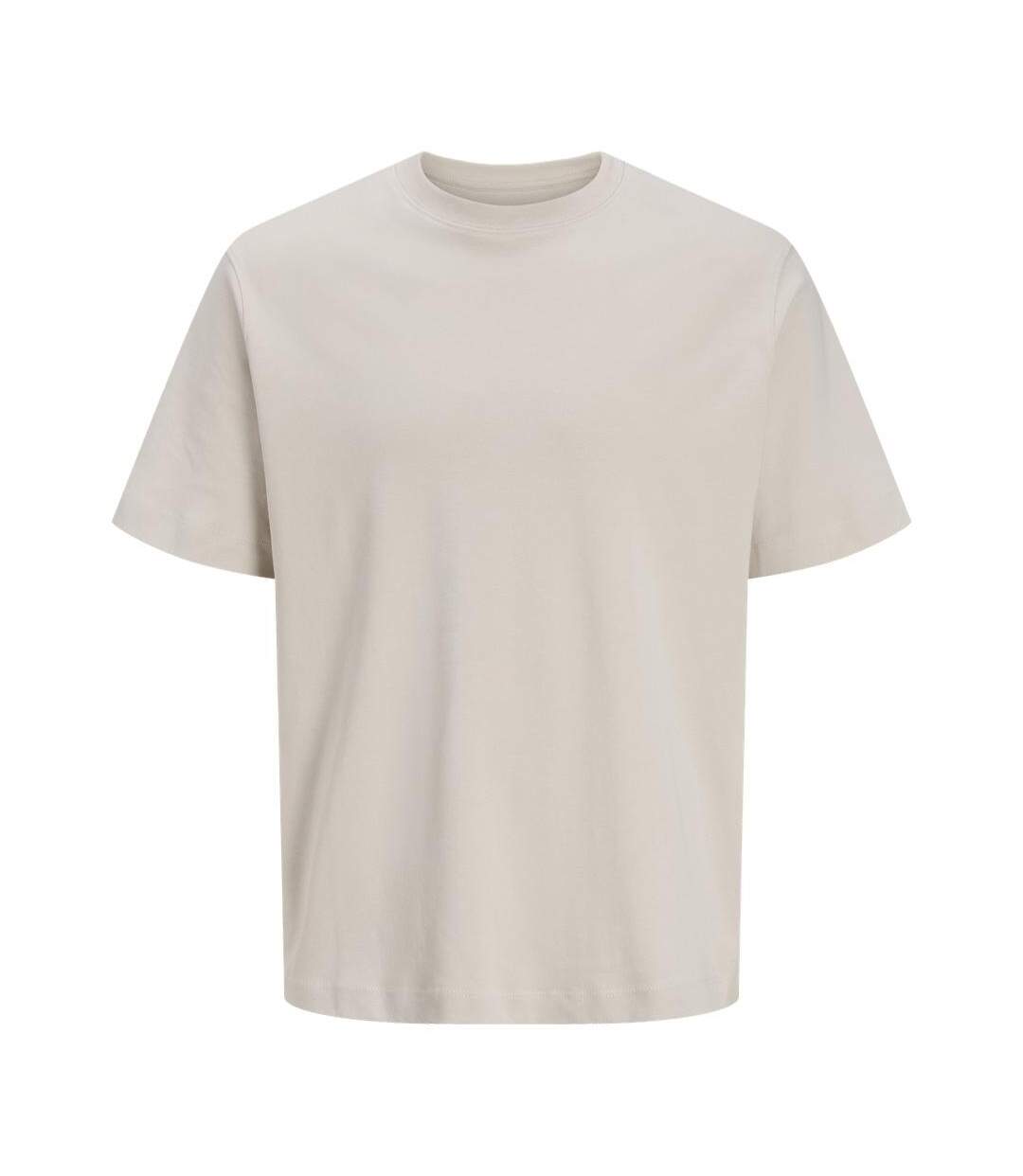 T-shirt beige homme jack & jones neck-2