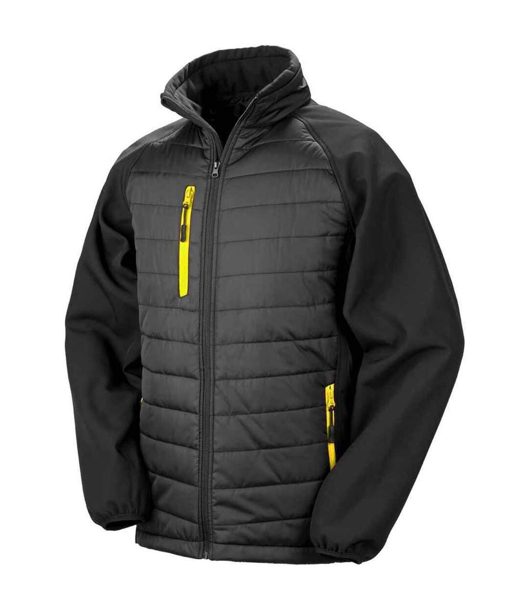 Unisex adult compass padded jacket black/yellow Result Genuine Recycled-1