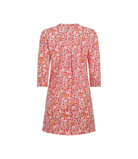 Womens/ladies ava printed slub tunic tango red Weird Fish