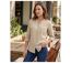 Chemisier Femme Beige en Coton Texturé Manches Retroussables-3
