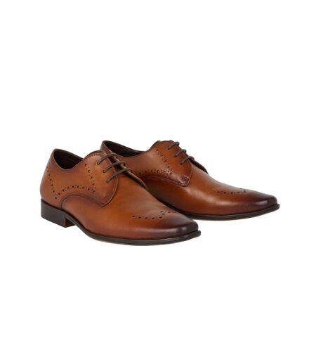 Debenhams Mens Hawkins Leather Derby Shoes (Tan) - UTDH6307