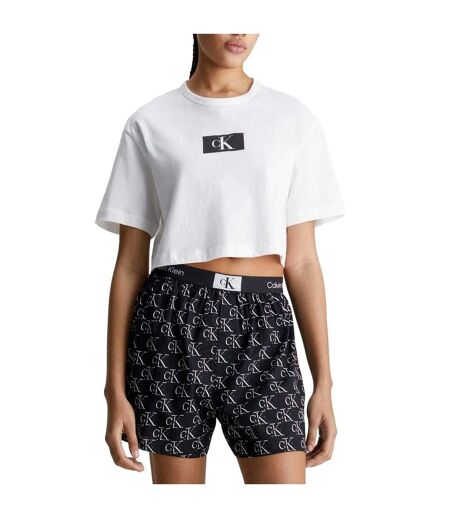 Ensemble De Pyjama Court Femme Bleu Foncé Blanc Calvin Klein