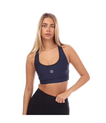 Womens/ladies Series-3 Active Sports Bra Navy Skins