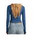 T-shirt Manches longues Bleu Femme G-Star Cropped Baby Sis Raglan - L