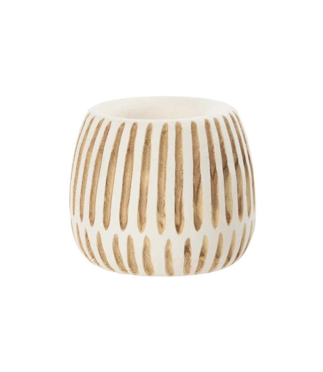 Cache-Pot en Bois Ying 20cm Blanc & Naturel-1