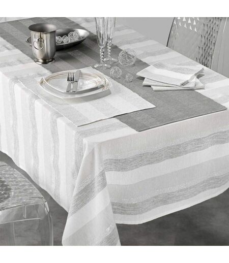 Nappe en Coton Tissée Eldora 140x240cm Argent