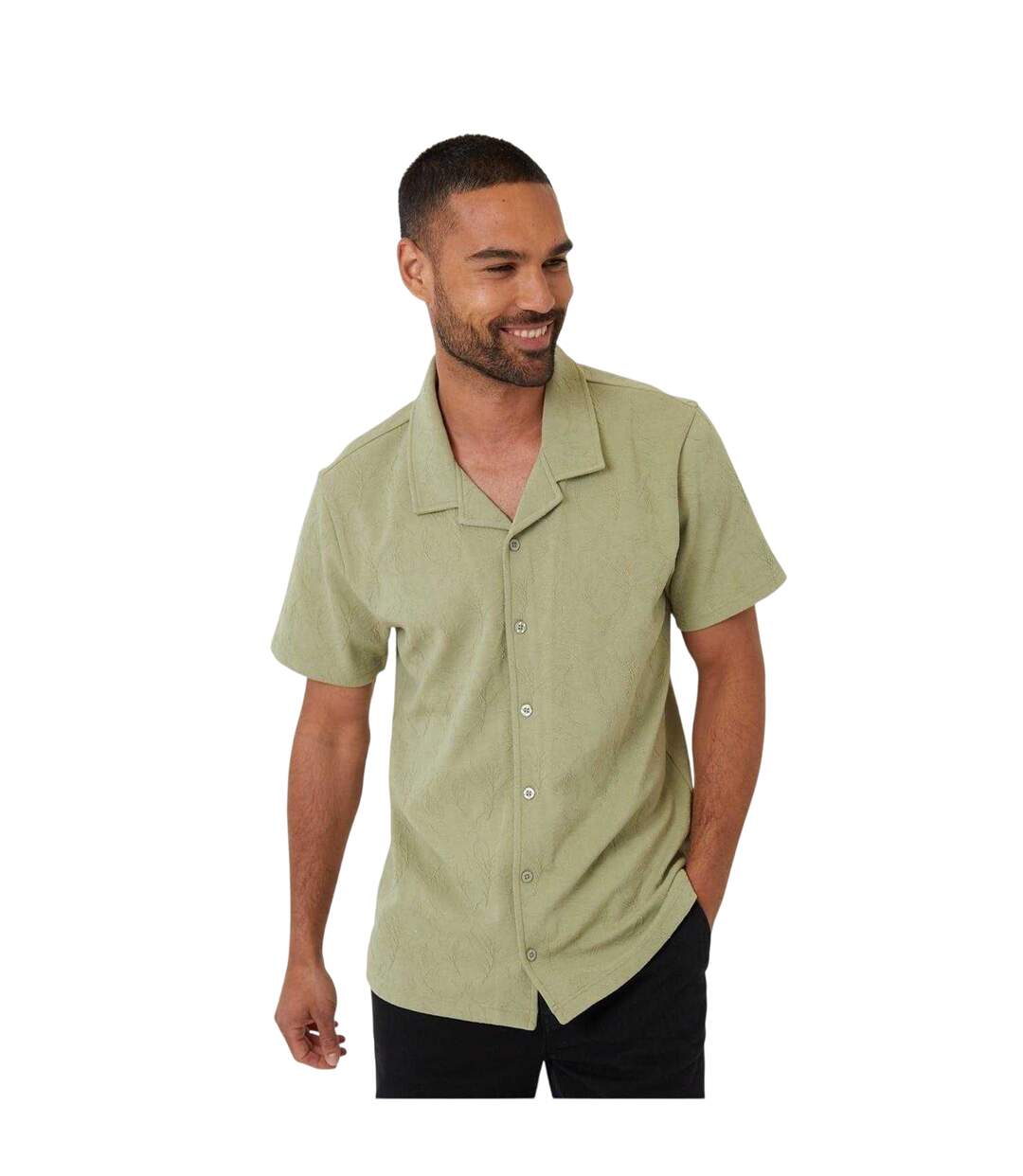 Chemise Manches Courtes Darvel Homme Vert De Gris Clair Threadbare-2