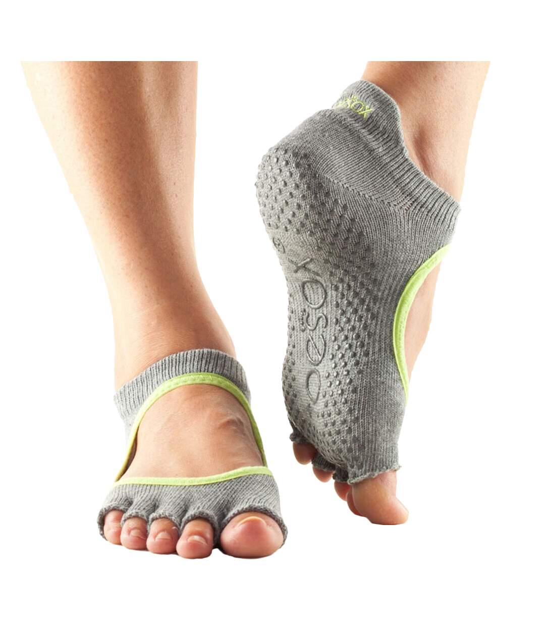 Chaussettes à demi-orteils bellarina femme gris chiné / vert clair Toesox-1