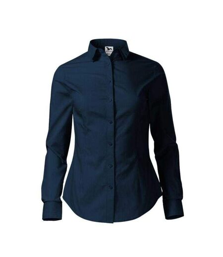 Womens/ladies Tailored Shirt Navy Blue Malfini