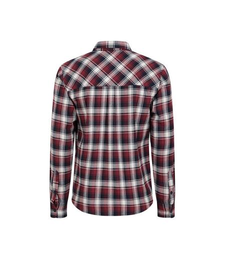 Mens trace flannel long-sleeved shirt burgundy Mountain Warehouse