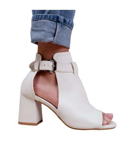 Womens/ladies lisa open toe block heel high heels white Where´s That From