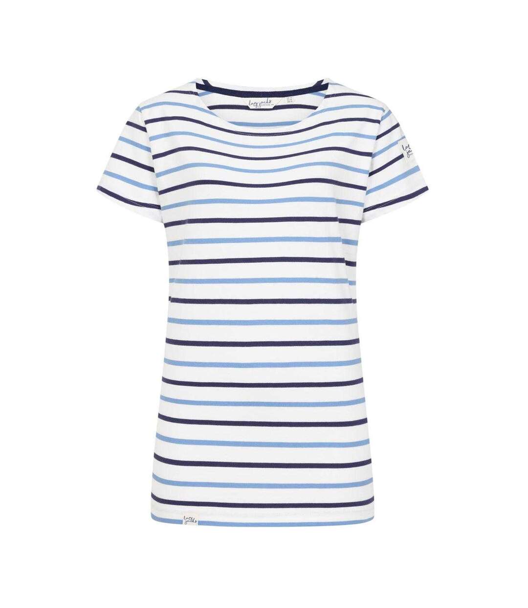 T-shirt Manches Courtes Motif/style Blocs De Couleurs En Rayures Breton Femme Bleu Lazy Jacks-1