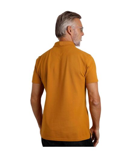 Mens miles pique natural polo shirt caramel Weird Fish