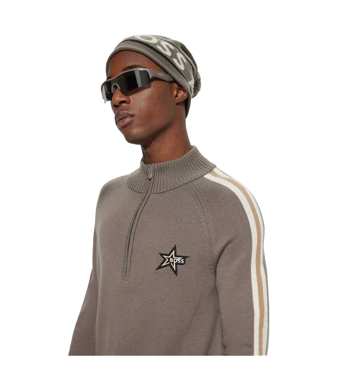 Mens Regular Raglan Jumper Beige Boss-4