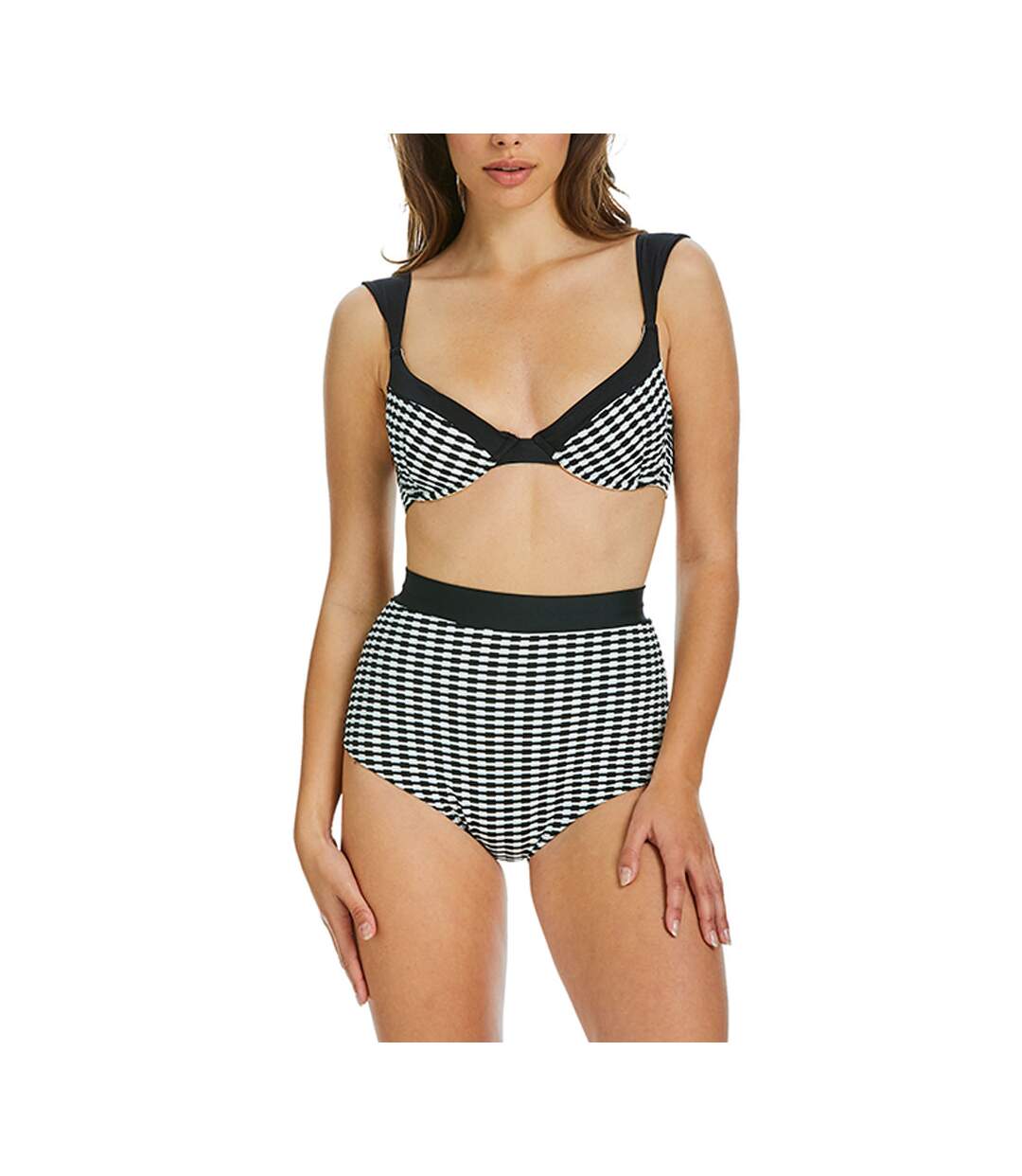 Haut maillot de bain non préformé Eva noir-blanc Sapph-2