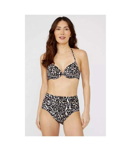 Debenhams Womens/Ladies Leopard Print High Waist Bikini Bottoms (Black/White) - UTDH5472