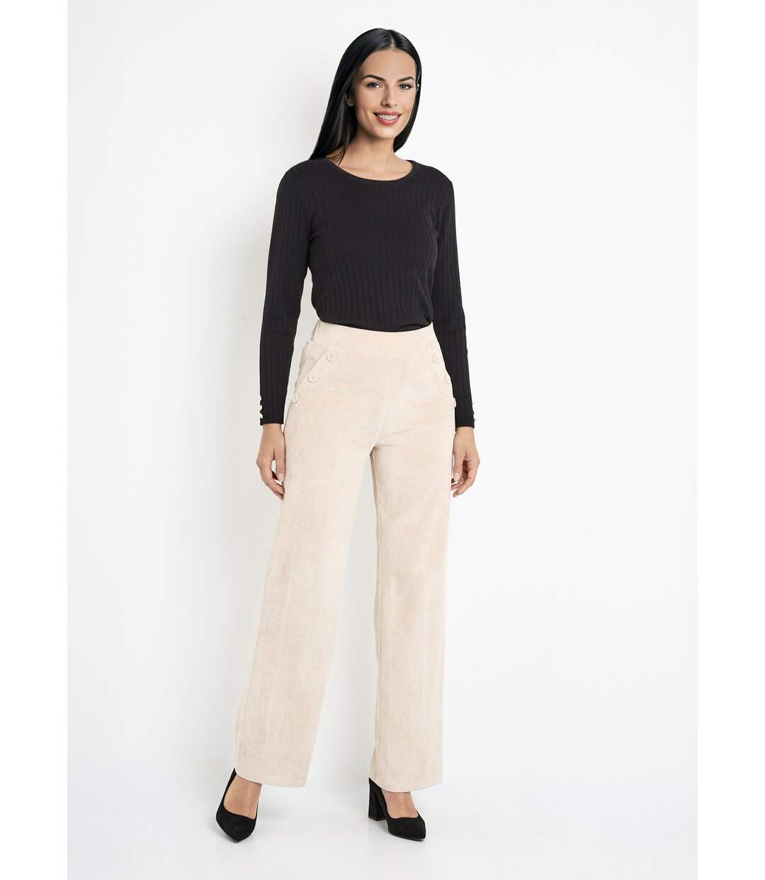 Pantalon large velours milleraies-4