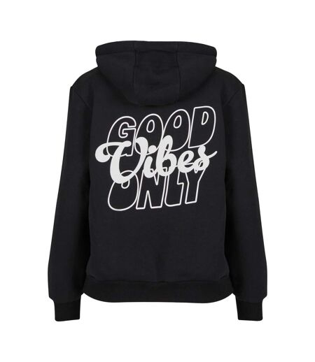 Sweat À Capuche Motif/style Imprimé Au Dos Good Vibes Femme Noir Miss Tee