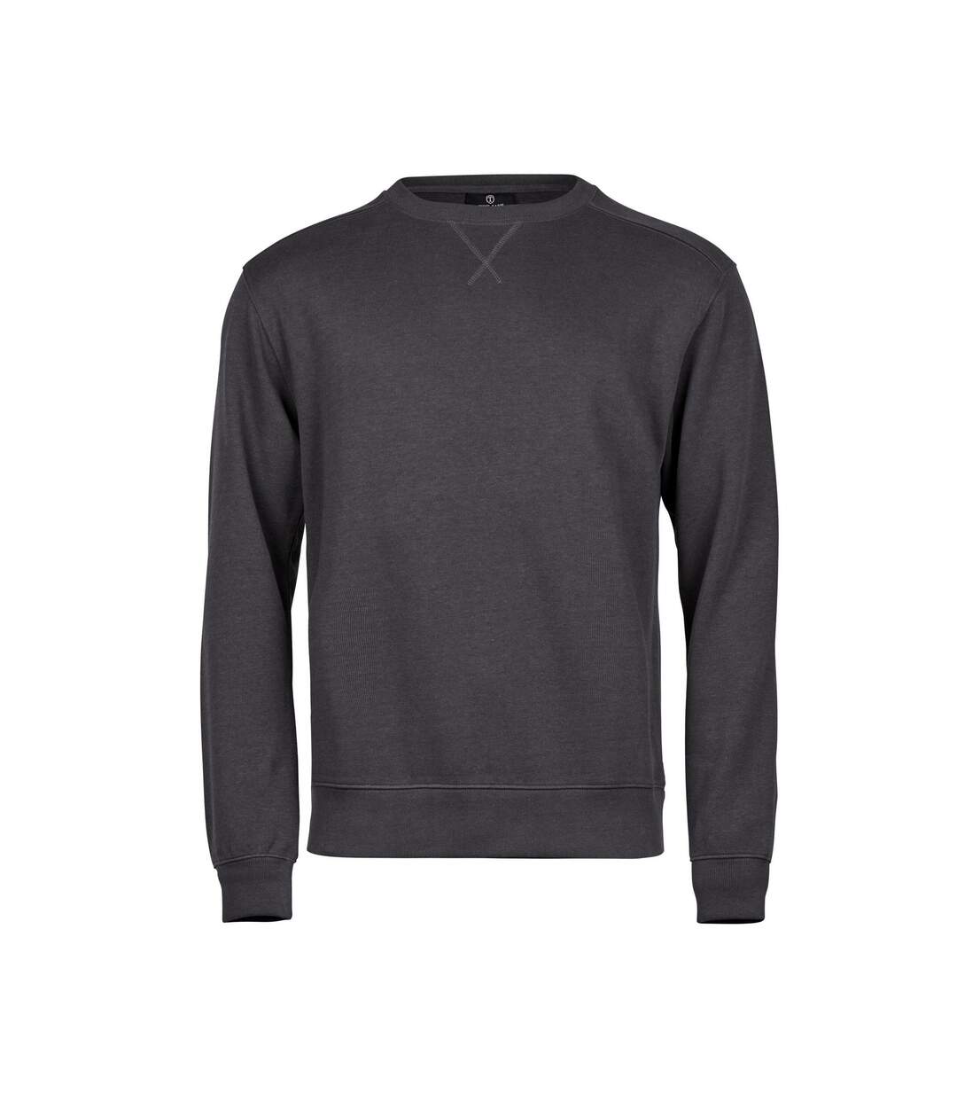 Mens ribber interlock crew neck sweatshirt dark grey Tee Jays