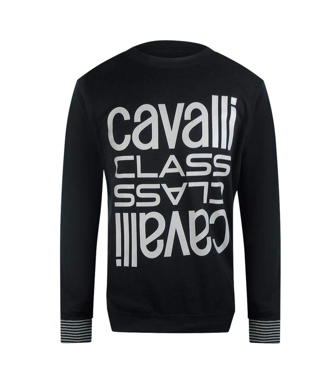 Unisex Adult Logo Round Neck Sweatshirt Black Cavalli Class-1