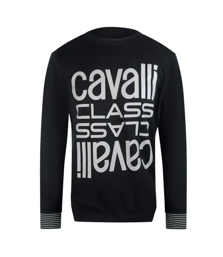 Unisex Adult Logo Round Neck Sweatshirt Black Cavalli Class