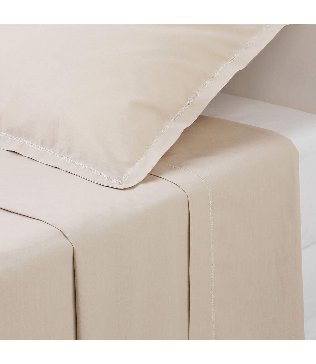 Drap Plat 1 Personne Percale 180x290cm Beige Lin-1