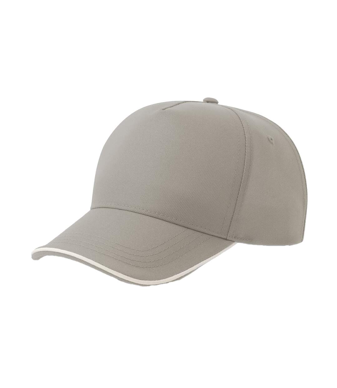 Casquette De Baseball Motif/style 5 Panneaux Recy Five Piping Adulte Gris Blanc Atlantis Headwear-1