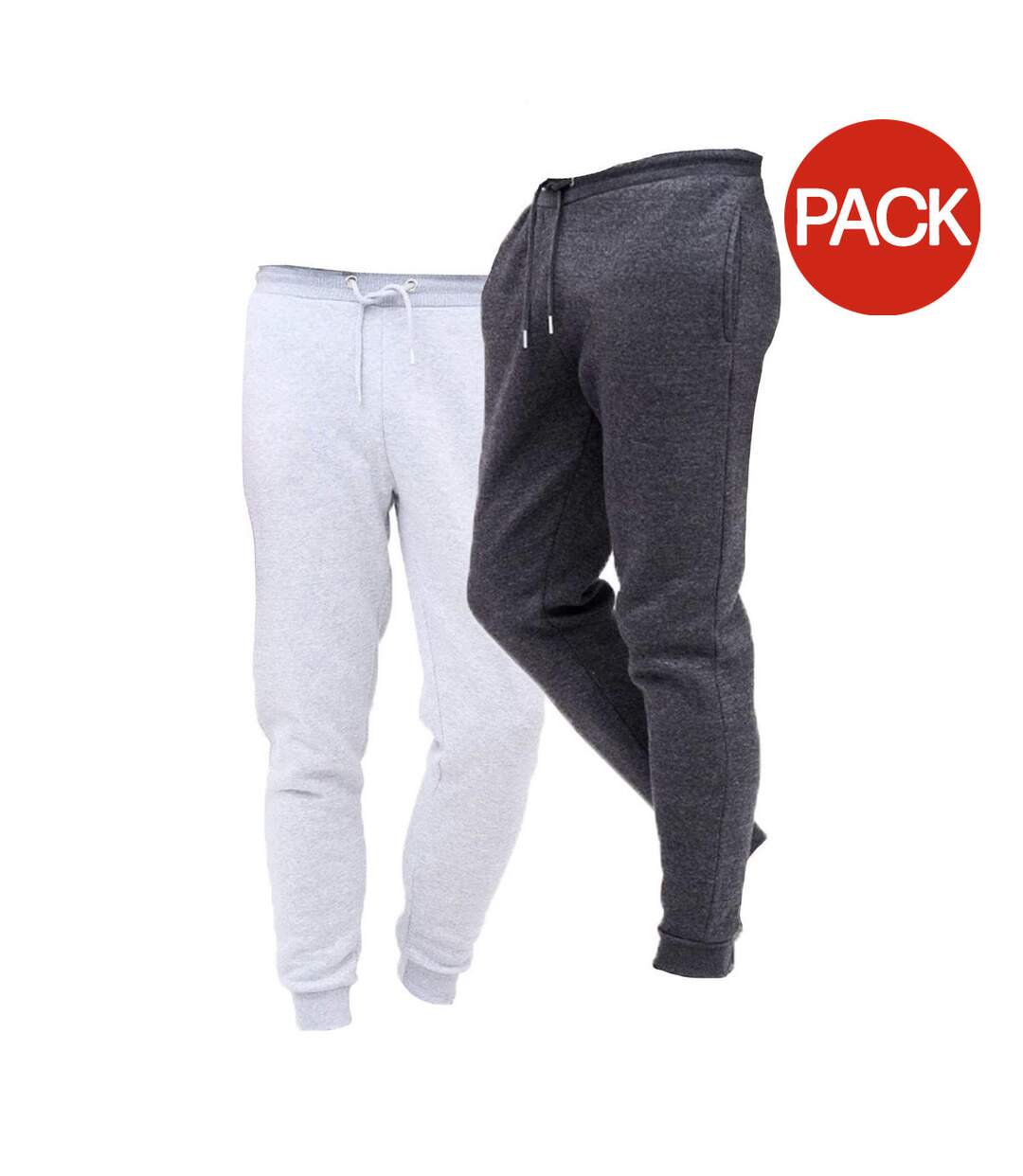 Pack Of 2  Mens Cotton Blend Slim Jogging Bottoms  Charcoal Grey Marl Keanu-2