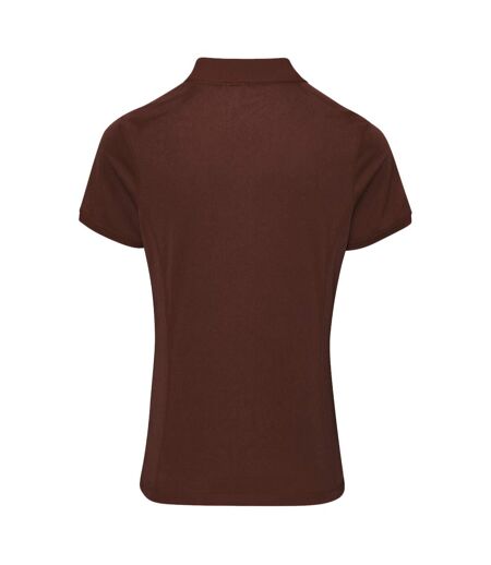 Premier Womens/Ladies Coolchecker Short Sleeve Pique Polo T-Shirt (Brown)