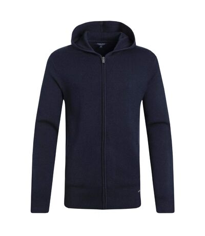 Mens samuel knitted full zip hoodie navy Weird Fish