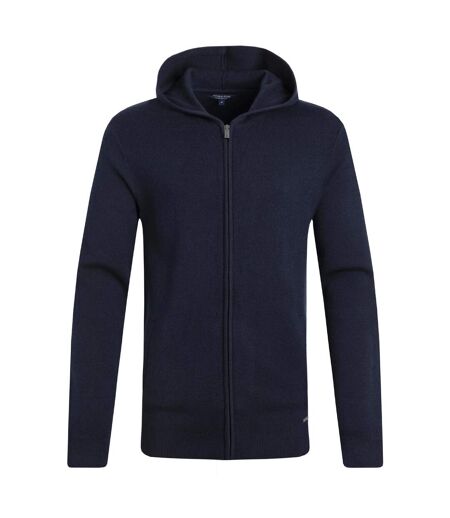 Mens samuel knitted full zip hoodie navy Weird Fish