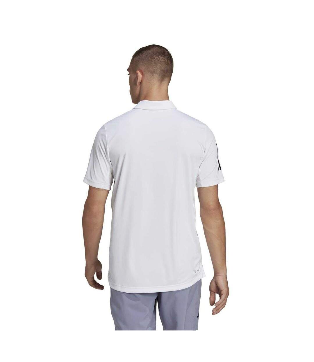 Polo Motif/style 3 Rayures Club Homme Blanc Noir Adidas-3