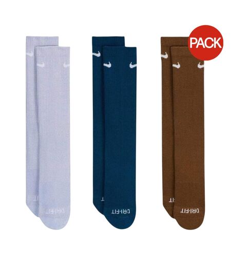 Lot De 3  Chaussettes Everyday Plus Adulte Blanc Marron Bleu Marine Nike