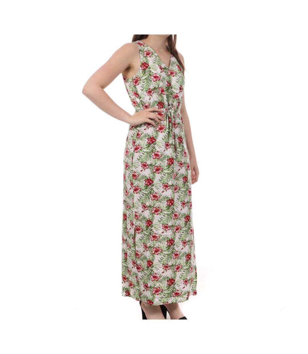 Robe Longue Blanche/Verte à fleurs Femme Vero Moda Easy - S-1