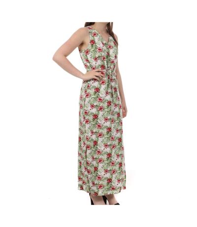 Robe Longue Blanche/Verte à fleurs Femme Vero Moda Easy - S