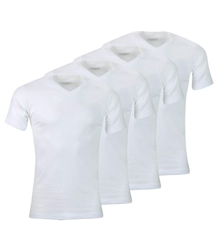 Blanc 4/L Lot de 4 Tee-shirts homme col V Eco Pack