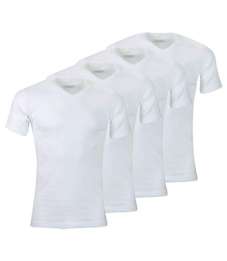 Blanc 4/L Lot de 4 Tee-shirts homme col V Eco Pack