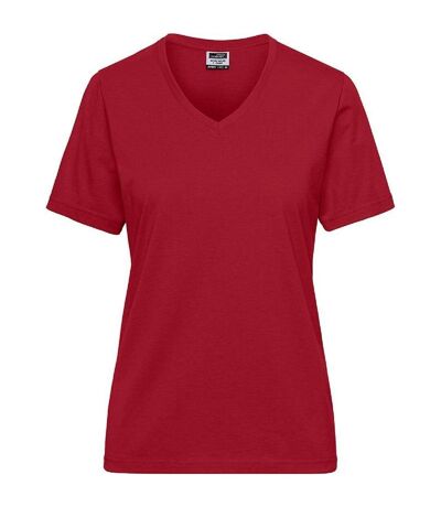 T-shirt de travail Bio col V - Femme - JN1807 - rouge