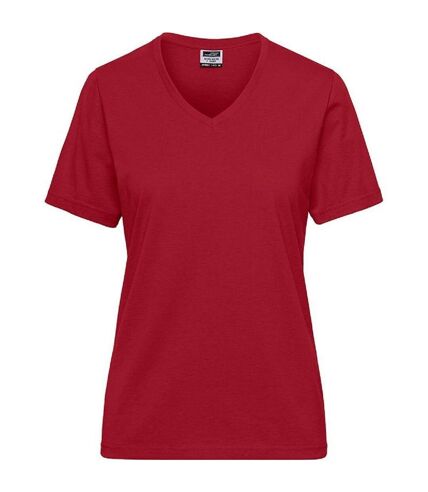 T-shirt de travail Bio col V - Femme - JN1807 - rouge