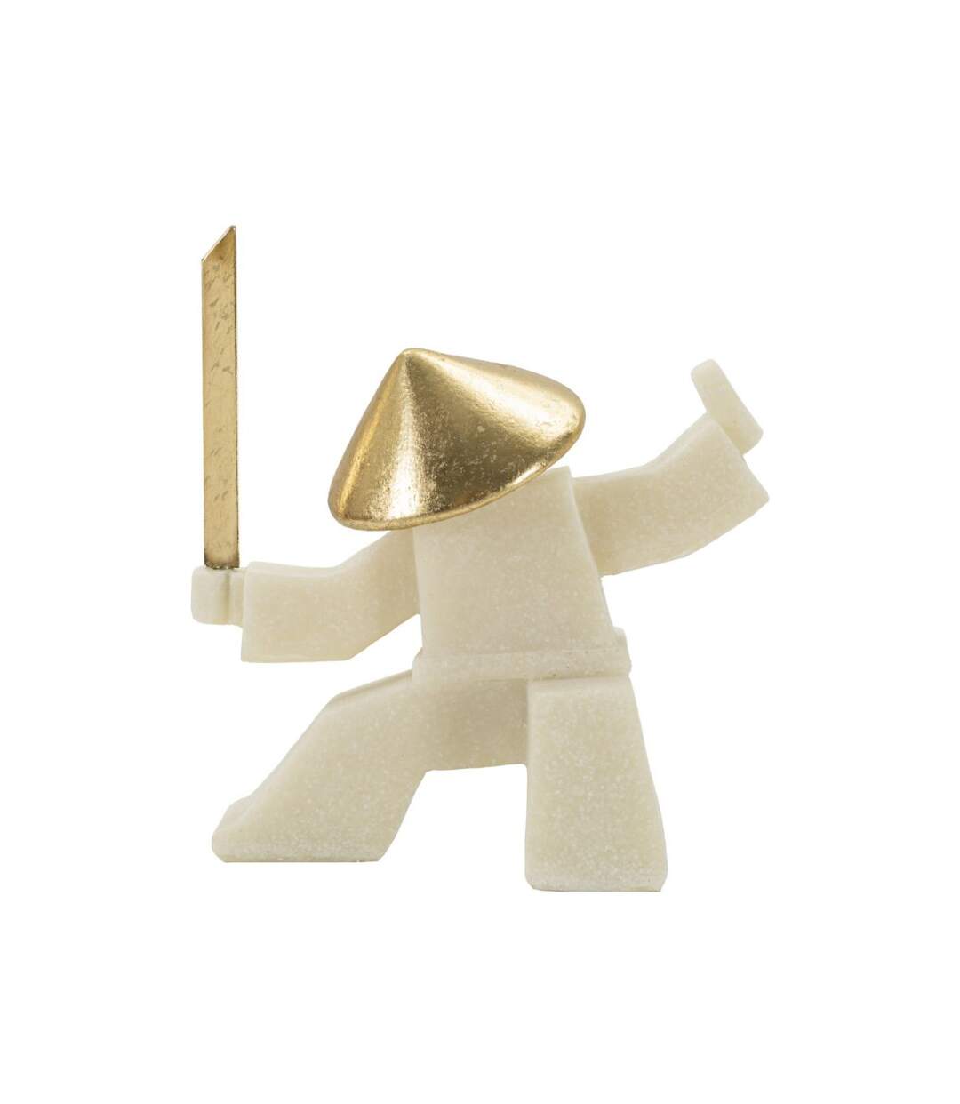 Statuette Déco Samouraï Oda 18cm Blanc & Or-1