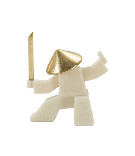 Statuette Déco Samouraï Oda 18cm Blanc & Or