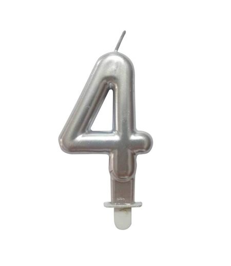 Bougie d'Anniversaire Chiffre 4 7cm Argent