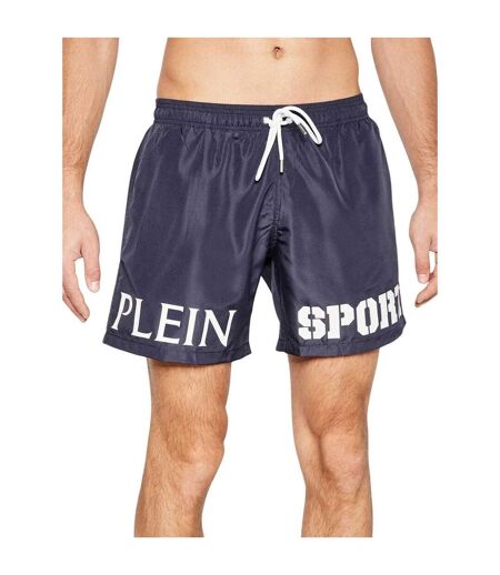 Short De Bain Motif/style Logo Homme Bleu Marine Foncé Plein Sport