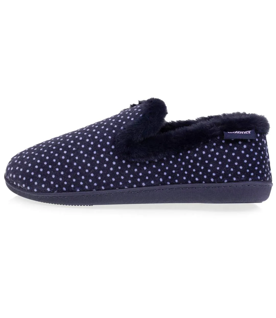 Isotoner Chaussons Charentaises femme soutien voûte plantaire, mémoire de forme, chaud et tendance à pois-3
