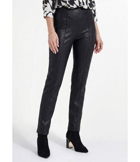 Pantalon droit enduit, semi-élastiqué