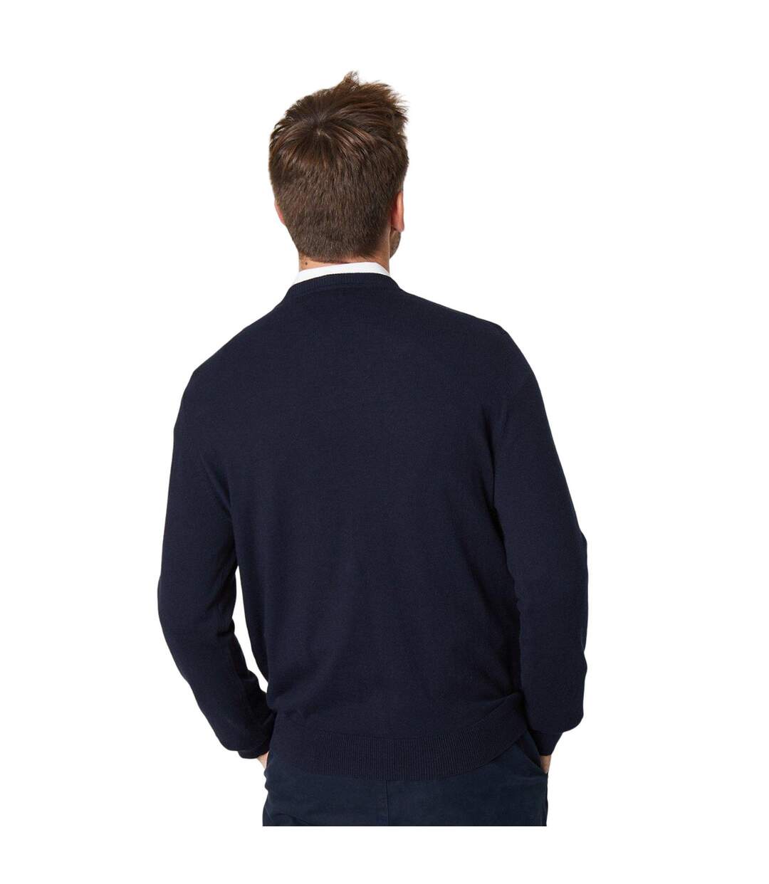 Mens rich cotton v neck jumper navy Burton-2