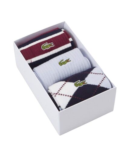Pack Of 3  Unisex Adult Cotton Crew Socks  Multicoloured Lacoste