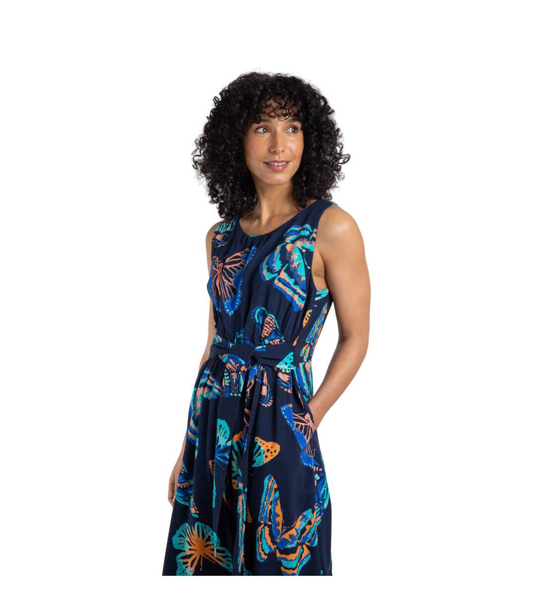 Womens/ladies nalani butterfly eco liva jumpsuit dark blue Weird Fish-3