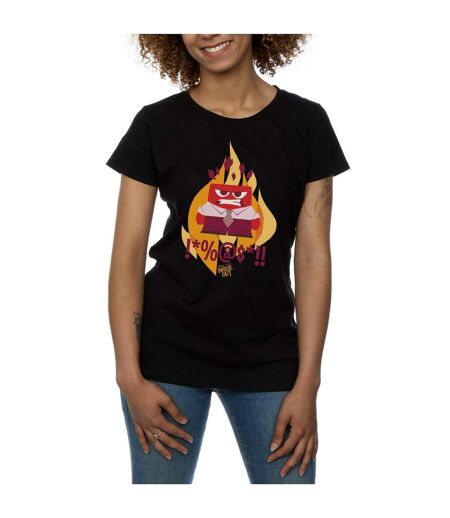 Disney T-shirt en coton Inside Out Fired Up Femme/Ladies (Noir) - UTBI36419