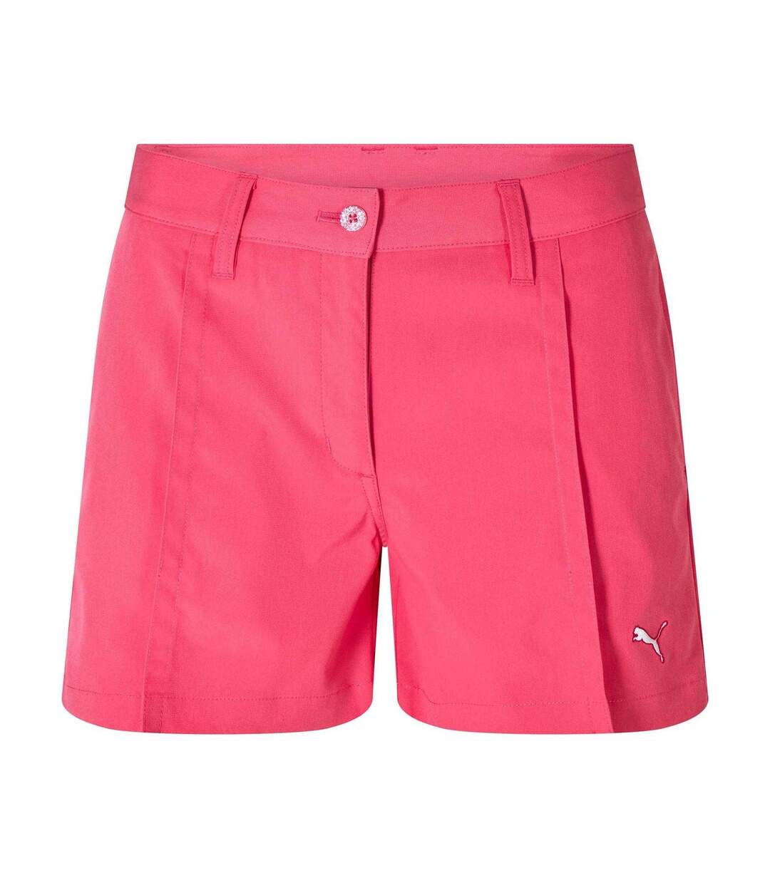 Womens/ladies Embroidered Logo Golf Shorts Pink Puma-1